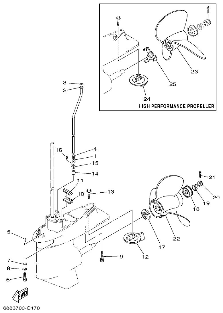 Yamaha E75B LOWER CASING & DRIVE 3 parts diagram